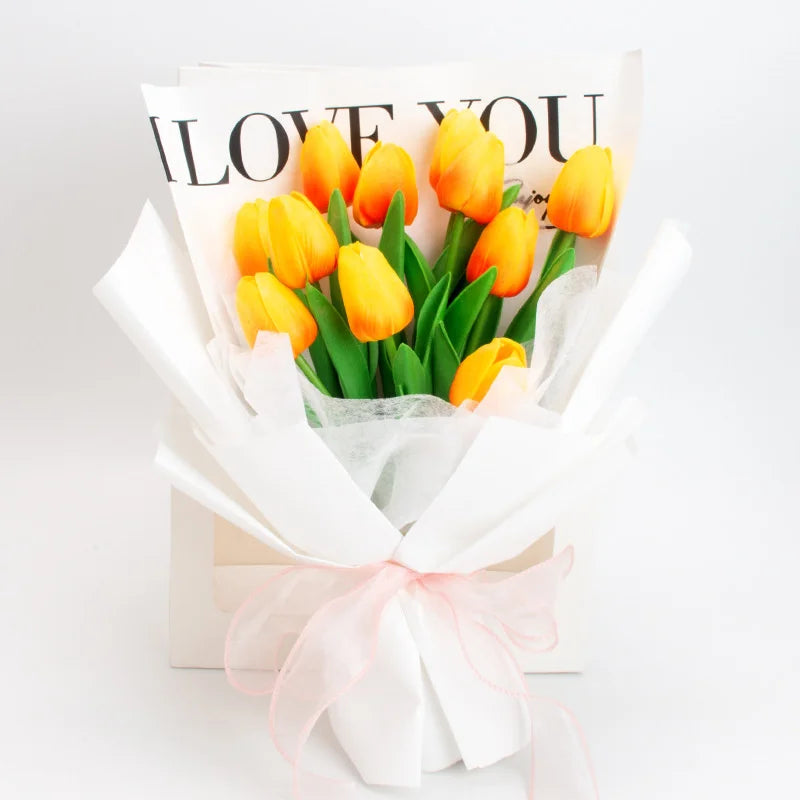 Artificial Tulip - 10 Red Orange Bundle